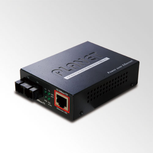 PLANET FTP-802 / FTP-802S15 Двухволоконные неуправляемые Fast Ethernet медиаконвертеры с PoE инжектором