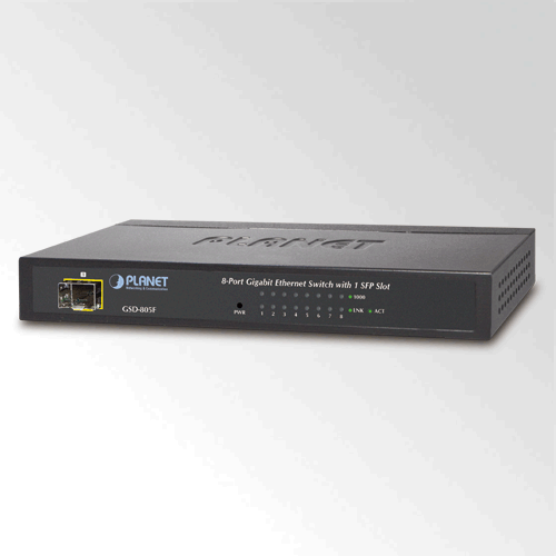 8-Port 10/100/1000Mbps + 1 SFP Port Shared Gigabit Ethernet Switch (Internal Power)