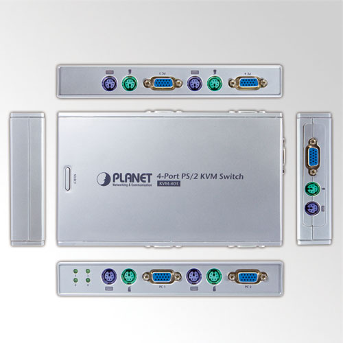 Planet 4-Port Mini KVM Switch with Cables Molded