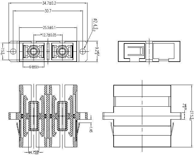 DN-96005-1 чертеж Адаптер DIGITUS SC/SC duplex, MM, керам.сердечник DN-96005-1