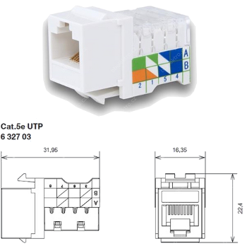 632703 Коннектор Legrand RJ45 кат. 5е, UTP, Keystone, Linkeo