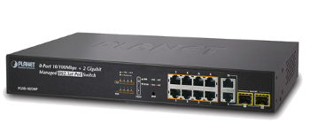 FGSD-1022HP Комутатор PLANET SNMP Managed 8-Port 802.3at high power PoE Fast Ethernet Switch + 2-Port Gigabit (200W)